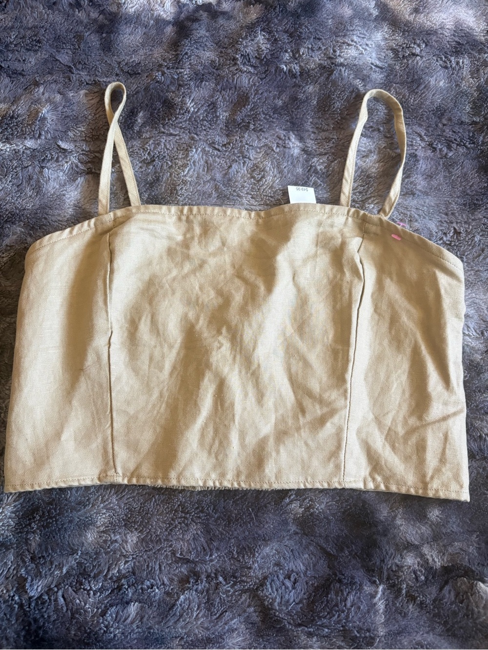 GAP Beige/Cream Cropped Spaghetti Strap Top